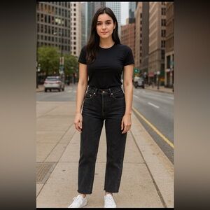 Topshop Black Straight Leg Women's Jeans